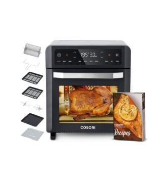 Freidora de aire tipo horno COSORI CAF-R121 con ventana, pantalla digital, accesorios incluidos y recetario de cocina saludable